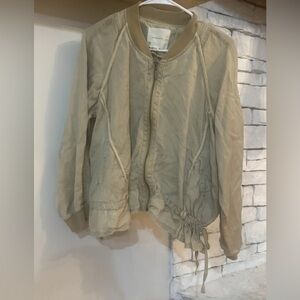 Anthropologie Lightweight Bomber Jacket Drawstring Waist Size M